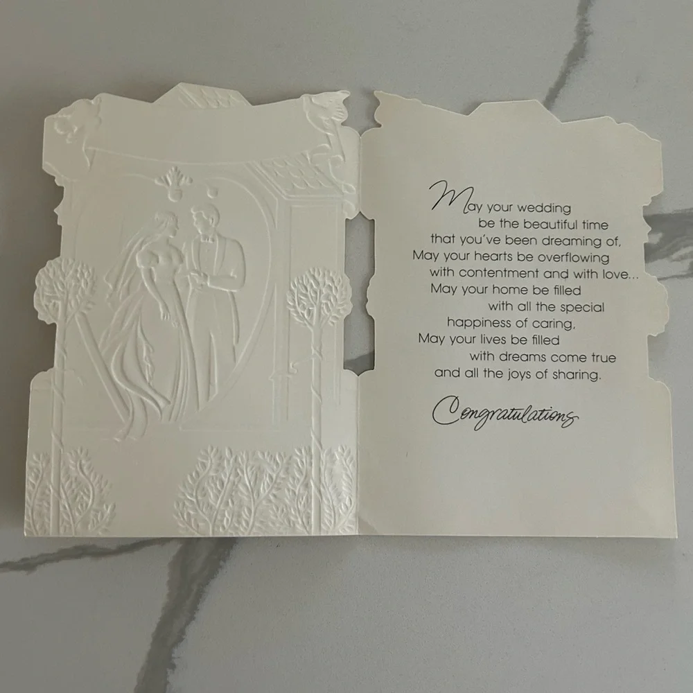 🦋 5/$25 - Vintage Hallmark Embossed Wedding Day Card